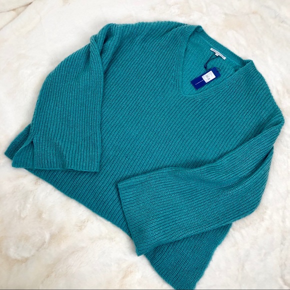 Rebecca Minkoff Aqua Blue Side Slit Knit Sweater - Picture 1 of 8